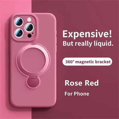 Original Liquid Matte Magnetic Stand Phone Case for iPhone 17 16 14 15 Pro Max For Magsafe Wireless Charge Shockproof Back Cover
