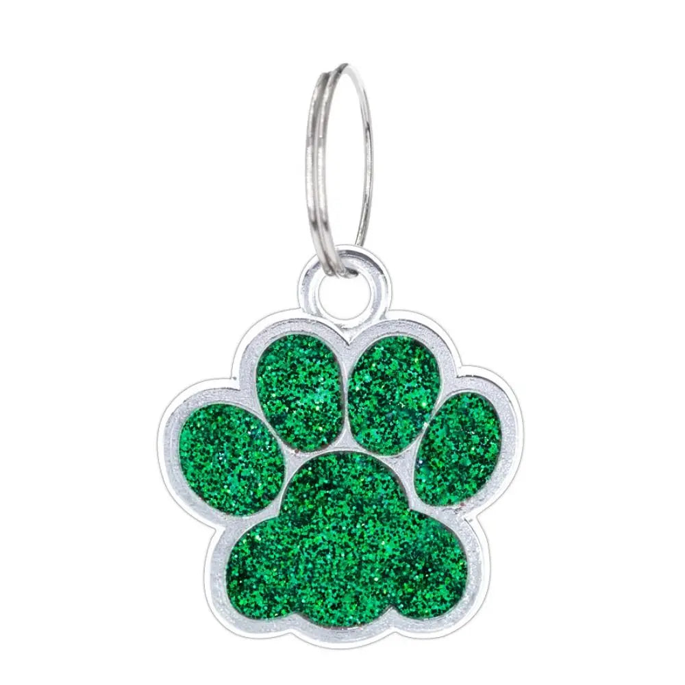 Cat Dog Paw Print Dog Cat Tags Anti-Lost Pet Glitter Pendant with Hook Exquisite Pet Collar Tag Pendant Kitten