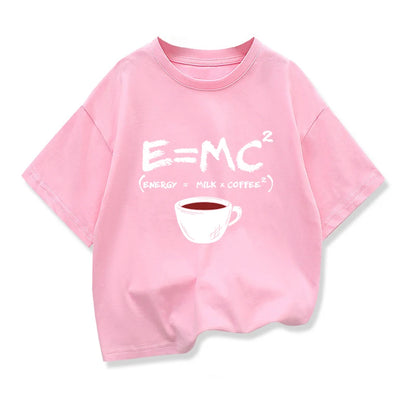 Summer Boys T-shirt Cotton Casual Funny Energy=Milk+Coffee Print Men Cool Loose O-neck Tops For Baby Kids Short Sleeve Male Tees