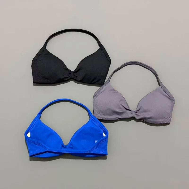 Impact Sports Bra - Seamless Yoga Halter Top for Women | High Support Fitness Workout Bra