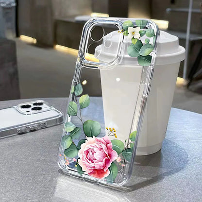 Clear Phone Case For Samsung S26 S25 Ultra S24 S23 S22 S21 A57 A37 A17 A07 A56 5G A36 A26 A16 A55 A54 A53 Pink Flower Soft Cover