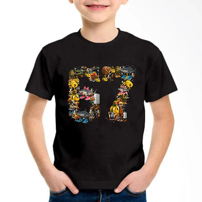New Funny Six Seven Italian Brainrot 67 Number Graphic Print T-Shirt Boy/Girl Summer Short Sleeved Kids Comfortable Tshirt Top