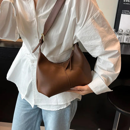 PU Leather Crossbody Bag | Women’s Small Retro Baguette Style Shoulder Bag with Hasp Closure