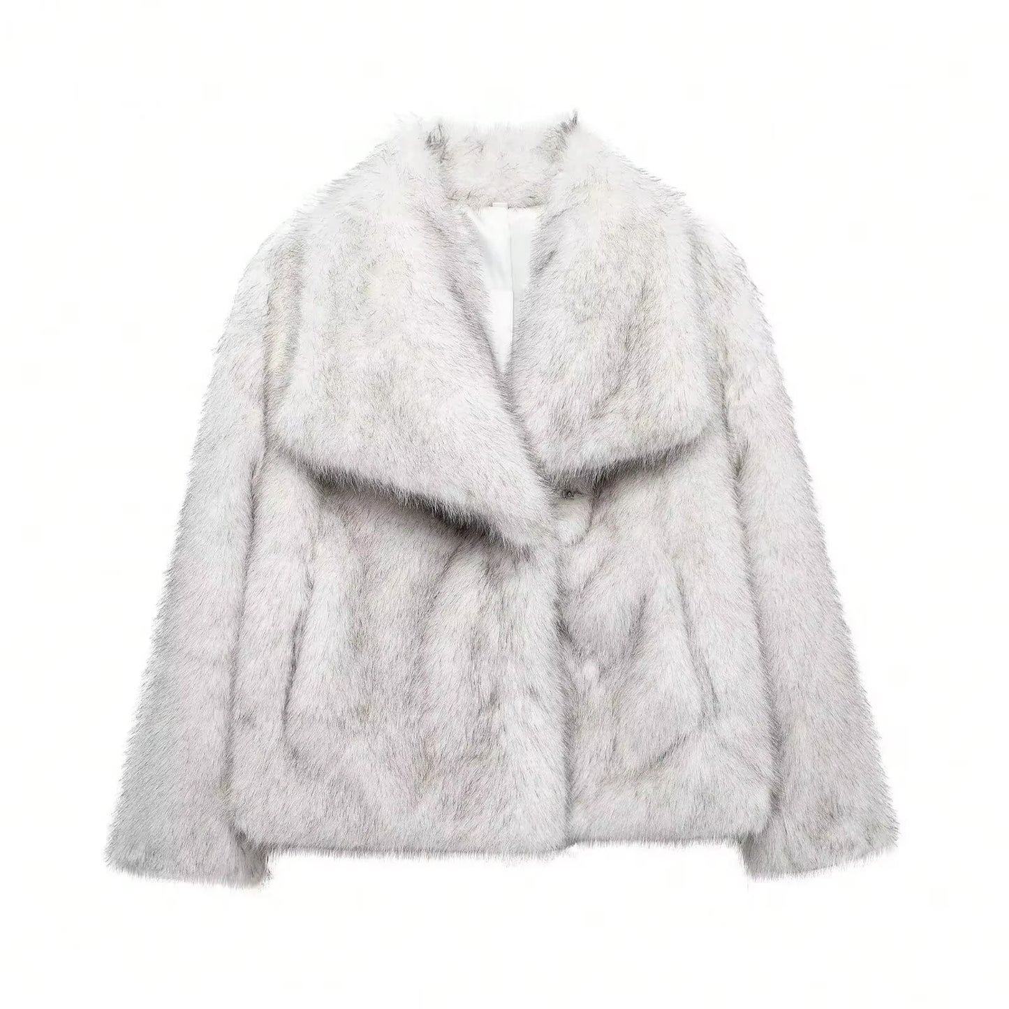 Faux Fur Coat Women’s Winter Jacket – Warm Fluffy Loose Lapel Outerwear