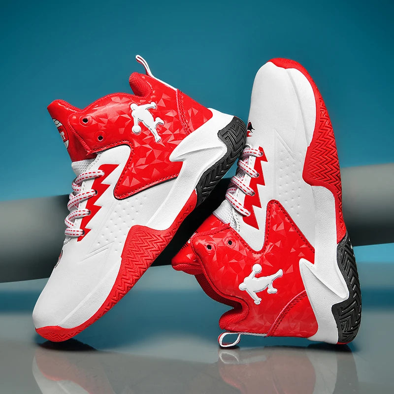 Children Basketball Shoes for Boys Girls Kids Teenagers Breathable Non-slip Lace Up Indoor Outdoor Training Sneakers Tennis Shoe