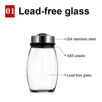 Rotating Spice Jar Set - Glass Seasoning Organizer with Rack for Kitchen Storage