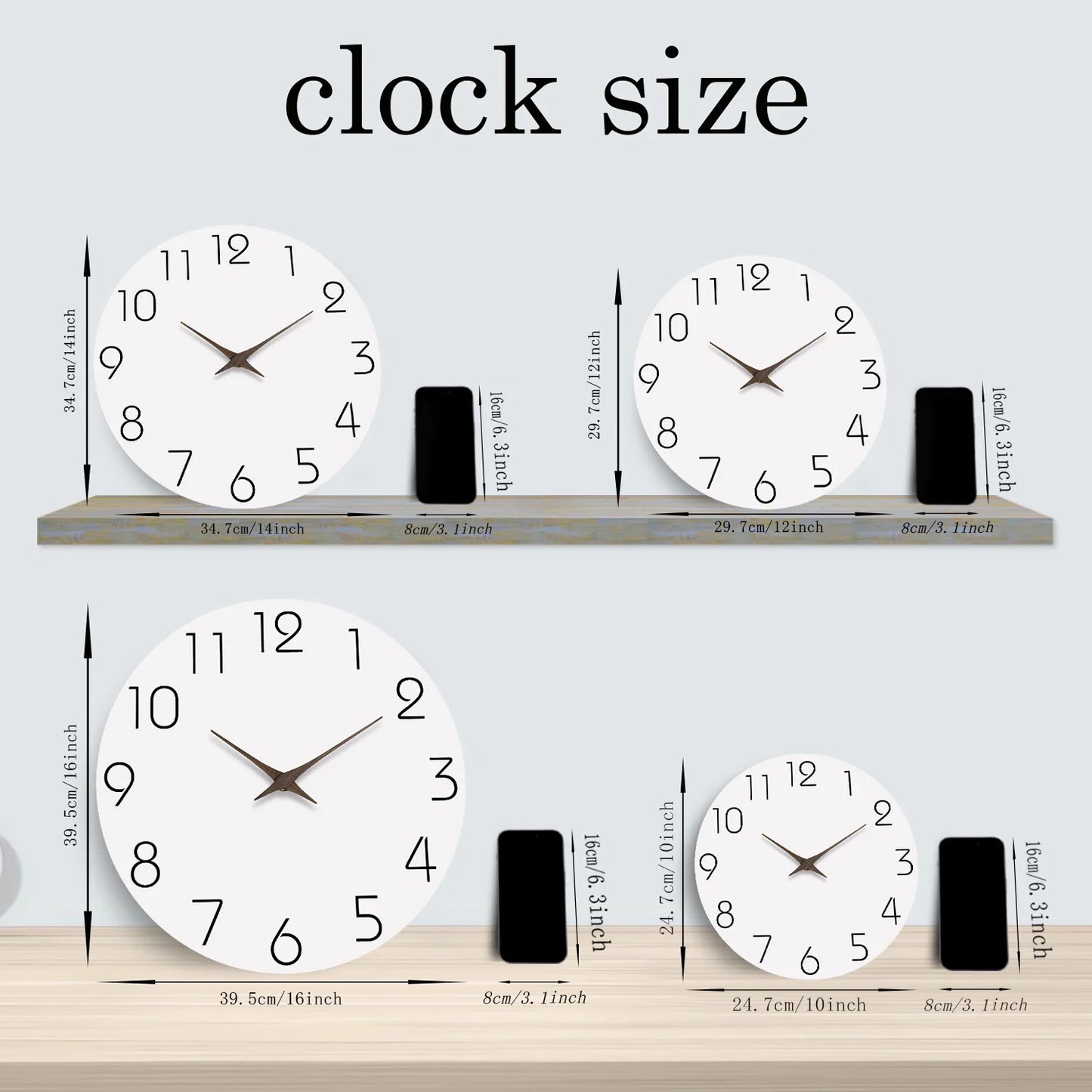 Modern White Pattern Wall Clock - Silent Quartz Decor for Living Room Bedroom Kitchen - 10 to 16 Inches Batteries Not Included