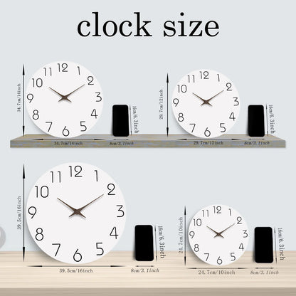 Modern White Pattern Wall Clock - Silent Quartz Decor for Living Room Bedroom Kitchen - 10 to 16 Inches Batteries Not Included