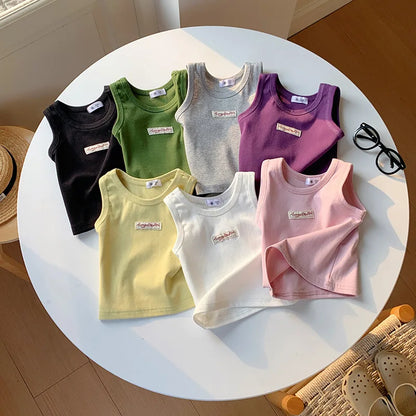 Kids Summer Clothes Sleeveless T-shirt Fashion Children T-shirt For Girls Boys Cotton Vest Tops
