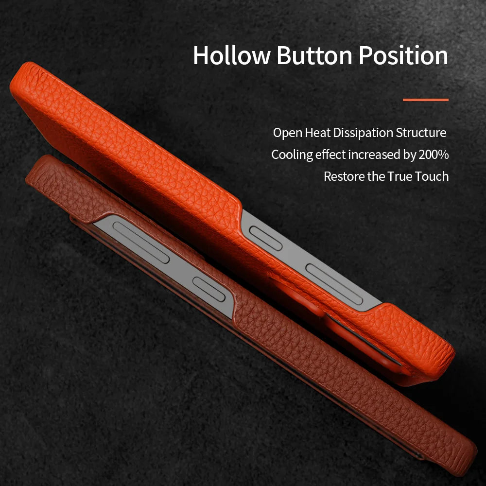 Magsafe Case Samsung - Genuine Cowhide Leather Magnetic Phone Protector for Galaxy S24 Ultra