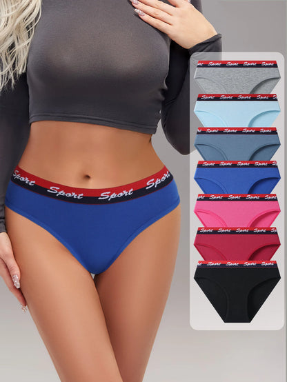 7Pcs Women Panties Breathable Underwear Soft Cotton Girls Underpants Low Waist Panty Sports Girls Briefs Sexy Female Lingerie