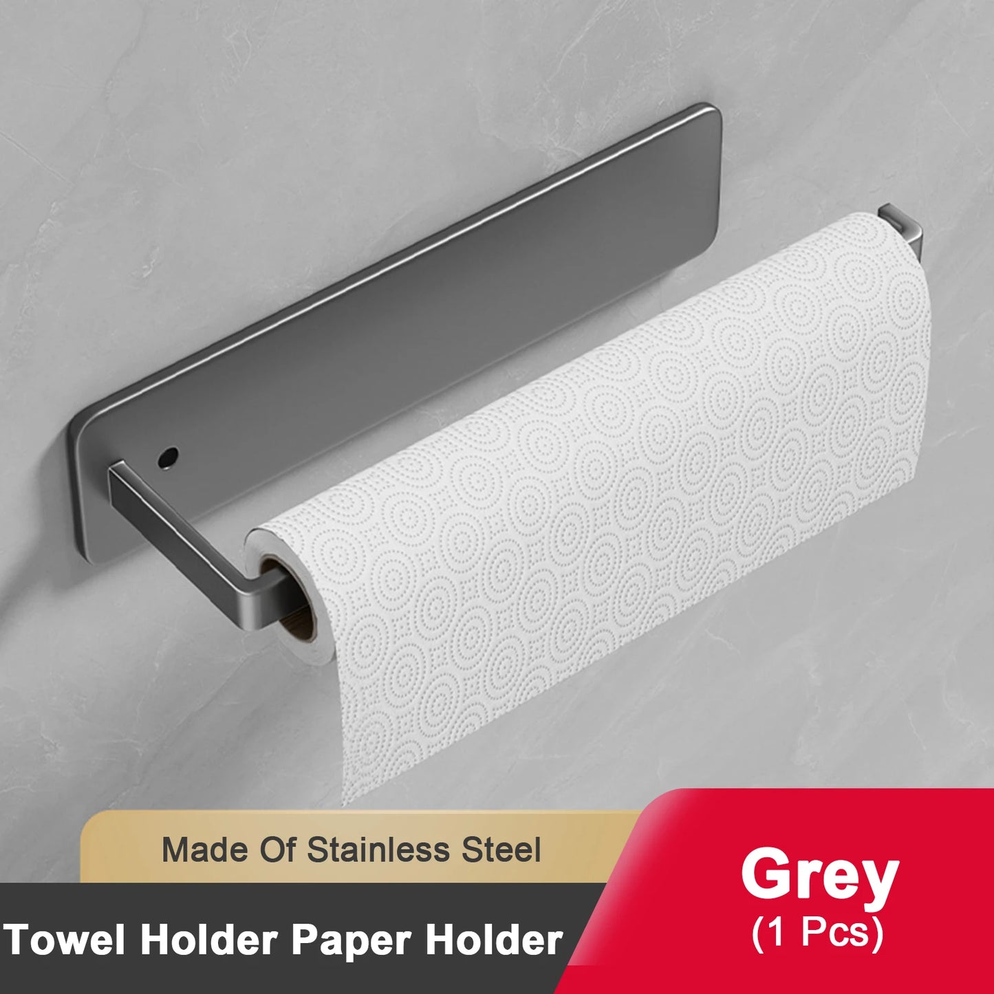 Paper Towel Holder - Adhesive Tissue Hanger & Toilet Paper Dispenser | Kitchen Towel Rack