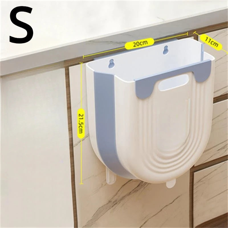Wall-Mounted Folding Trash Can - Kitchen  Bathroom Space Saver