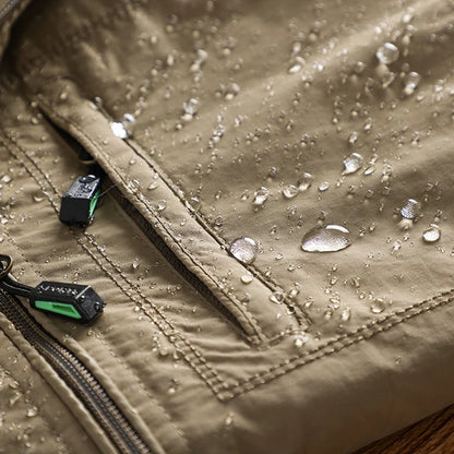 New Waterproof Hooded Jackets Men Casual Windproof Coat Autumn Lightweight Multi-Pocket Hiking Windbreaker Detachable Hat Jacket