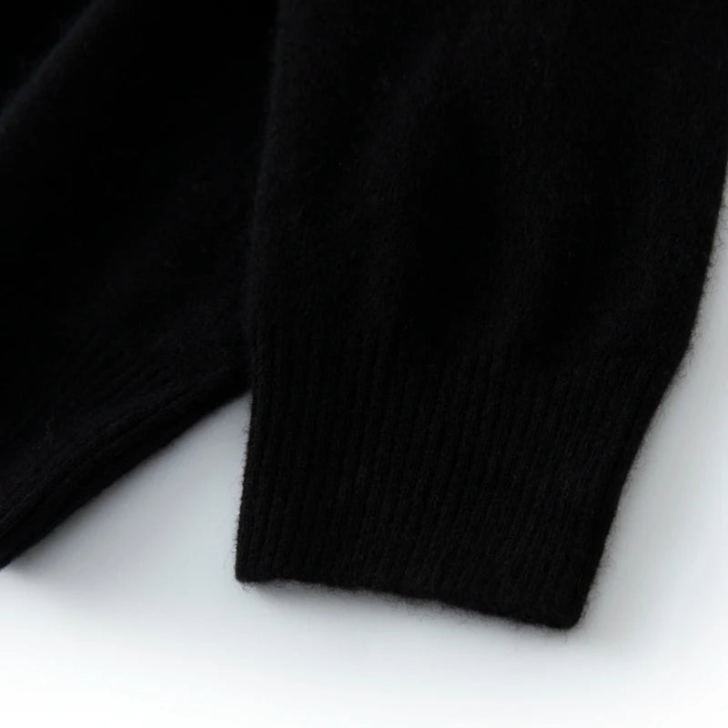CHICUU Men's 100% Cashmere Sweater Zipper Pullover Mock Neck Long Sleeve Basic Cashmere Knitwear Autumn Winter Clothing Tops
