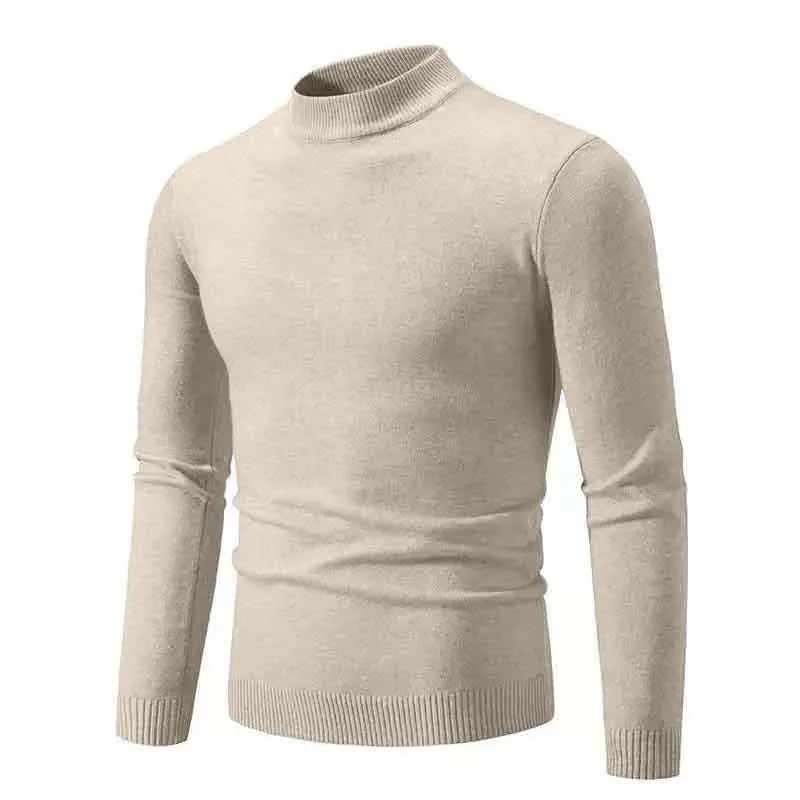New Sweatwear Men's Half Neck Basic Solid Color Sweaters Round Neck Elastic Pullovers Warm Autumn Knitted Oversized Sweater Men