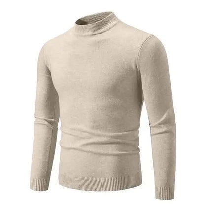 New Sweatwear Men's Half Neck Basic Solid Color Sweaters Round Neck Elastic Pullovers Warm Autumn Knitted Oversized Sweater Men