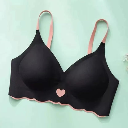 2pcs Womens Seamless Sweet Anti Sagging Bra Girl Thin Brassier Lady Comfort Soft Breathable Bra Student Simple Fashion Underwear