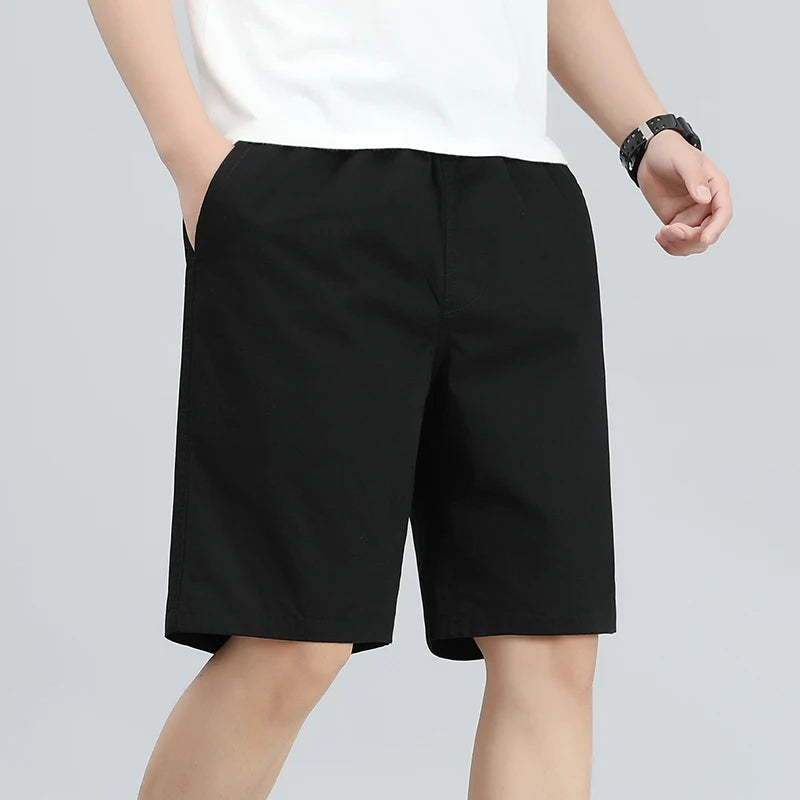 Plus Size Men's Shorts - Breathable Cotton Summer Casual Knee Length Fitness Shorts