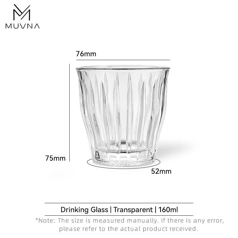 Glass Coffee Cup - MUVNA Ribbed Heat Resistant Espresso Mug, Transparent Gray