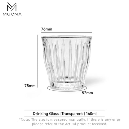 Glass Coffee Cup - MUVNA Ribbed Heat Resistant Espresso Mug, Transparent Gray