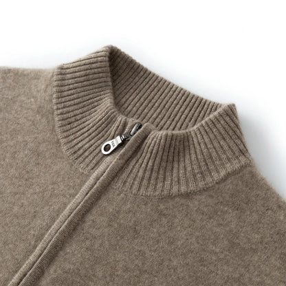 CHICUU Men's 100% Cashmere Sweater Zipper Pullover Mock Neck Long Sleeve Basic Cashmere Knitwear Autumn Winter Clothing Tops
