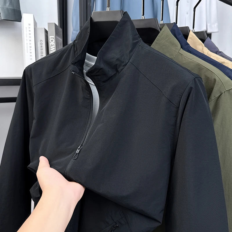 Men's Lightweight Packable Windbreaker Jacket 100% Polyamide Nylon Breathable Outdoor Sports Sun Protection Coat 2026