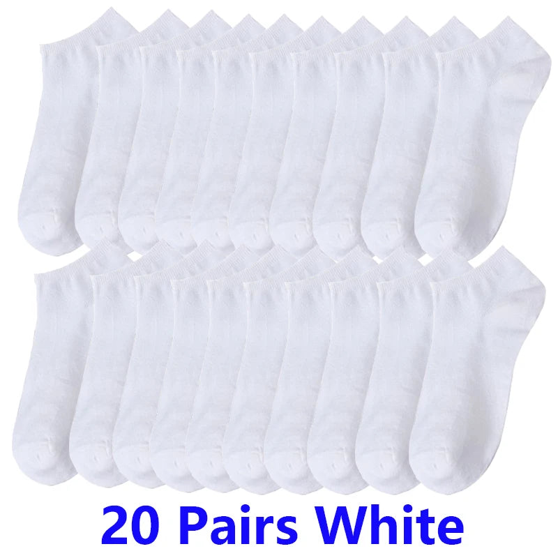 10/20/30 Pairs Men's Ankle Socks Solid Color Breathable Comfy Sweat-absorbing Boat Socks Casual Short Socks