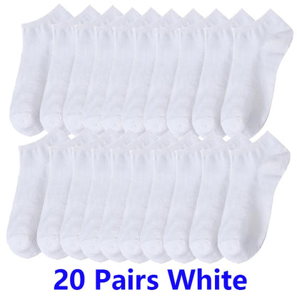 10/20/30 Pairs Men's Ankle Socks Solid Color Breathable Comfy Sweat-absorbing Boat Socks Casual Short Socks