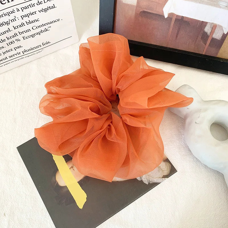 Summer Organza Silk Scrunchies Elastic Hair Bands for Women Fashion Hair Rope Ponytail Holder Ties Girl Hair Accessories
