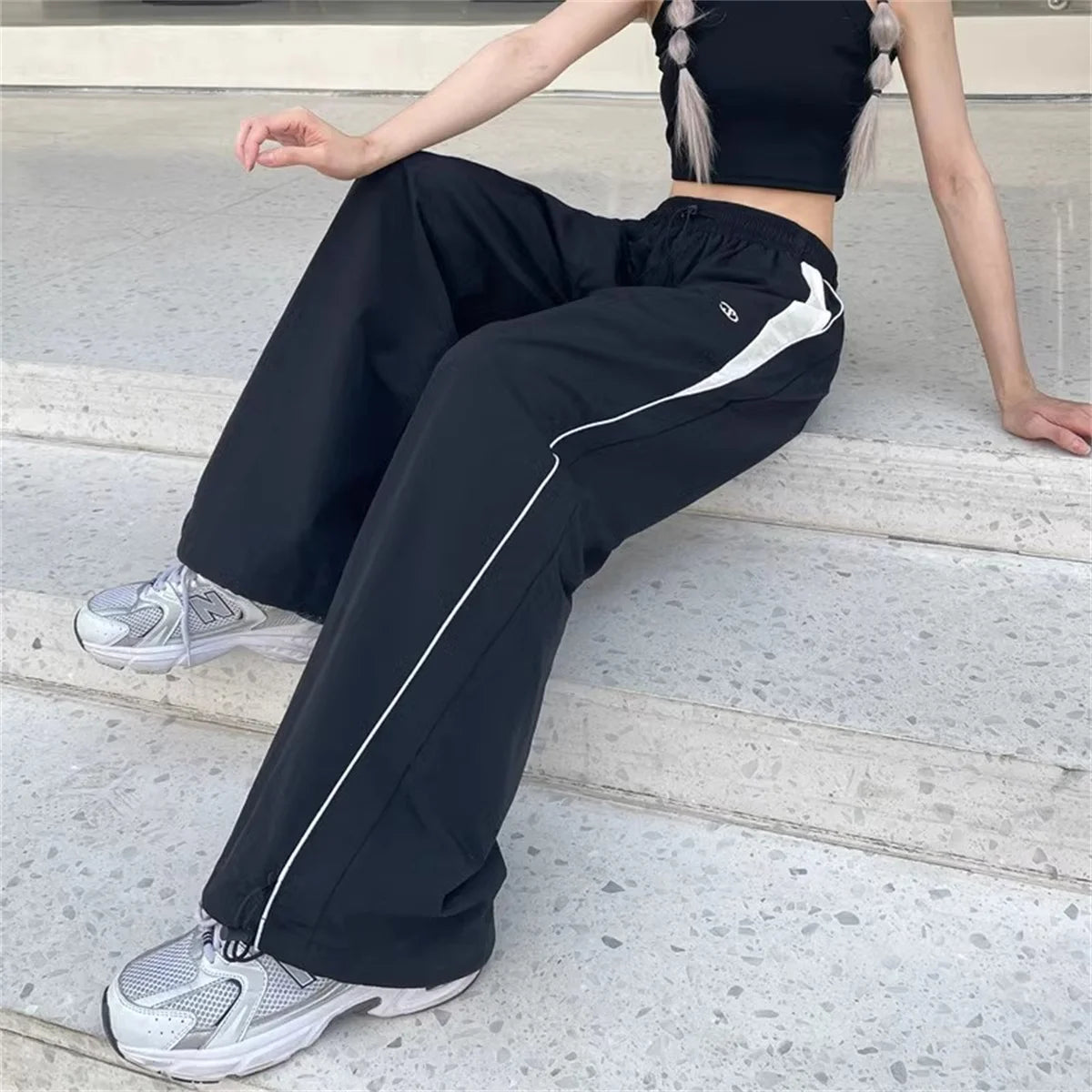 Women Cargo Pants Summer High Waist American Quick Dry Pants Y2K Baggy Hip Hop Casual Wide Leg Trousers Female Streetwear 2025