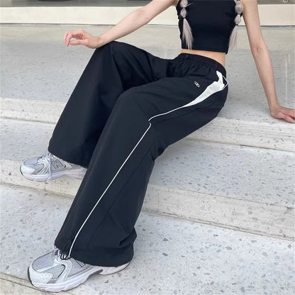 Women Cargo Pants Summer High Waist American Quick Dry Pants Y2K Baggy Hip Hop Casual Wide Leg Trousers Female Streetwear 2025
