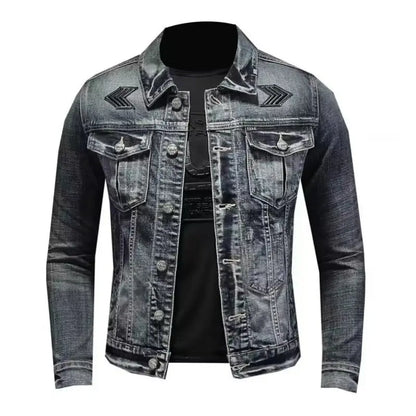 Men's Vintage Denim Jacket High Street Trend Loose Street Riding Biker Clothing Handsome Casual Buttoned Lapel Men's Clothing