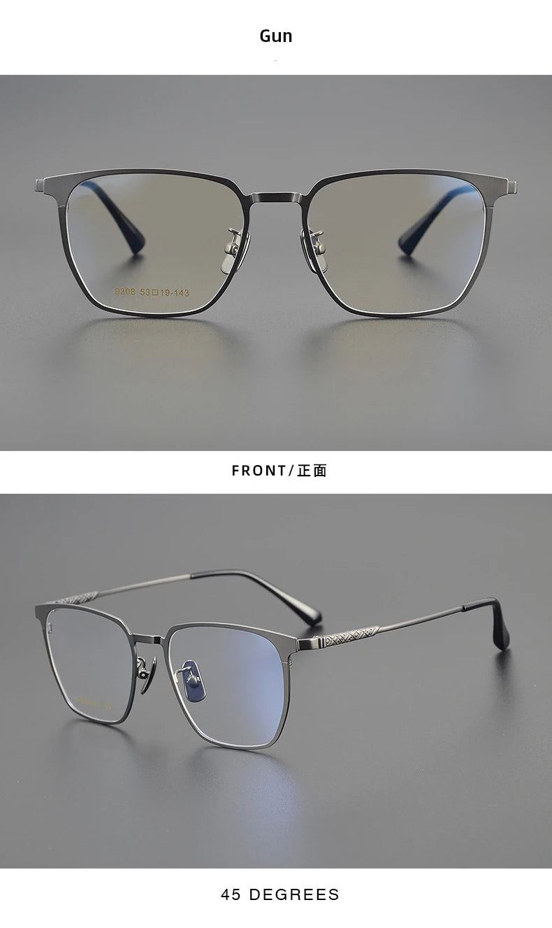 Titanium Reading Glasses - Ultralight Square Frame With Photochromic Lenses