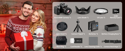 64MP Digital Camera - 5K Video, 16X Optical Zoom & WiFi Camera Control for Vlogging