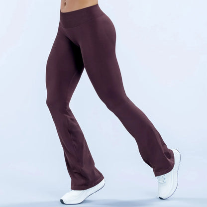 D-logo Vision Flares Women Seamless Gym Yoga Pants High Cross Waist Fashion Sports Leggings Fitness Wide-leg Workout Trousers