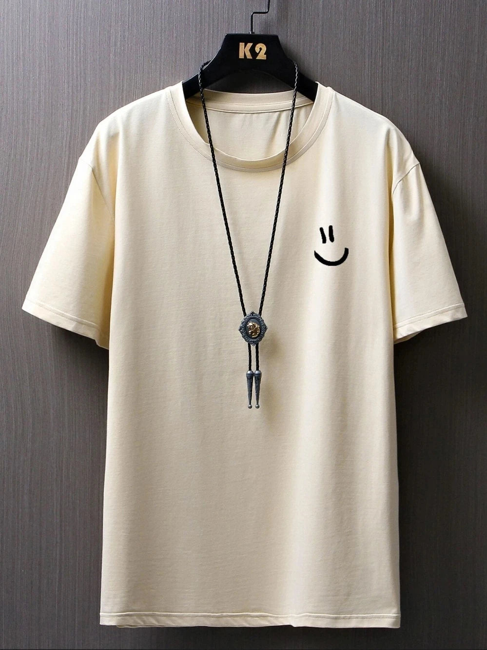 Men Graphic T Shirt - Minimalist Smile Print Cotton Tee | Breathable Summer Casual