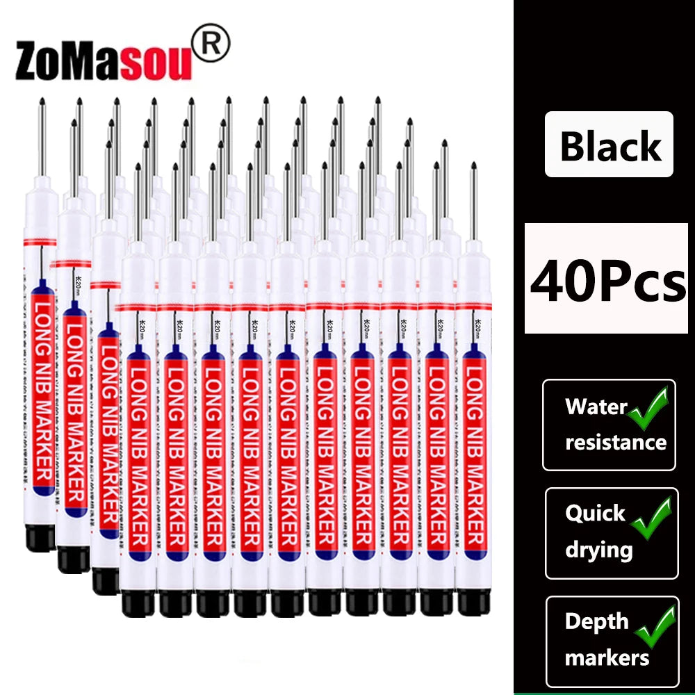 Waterproof Long Head Marker Pen for Deep Holes - 2cm 1-100 Pcs RedBlackBlueGreen Ink - Ideal for Metal  Woodworking