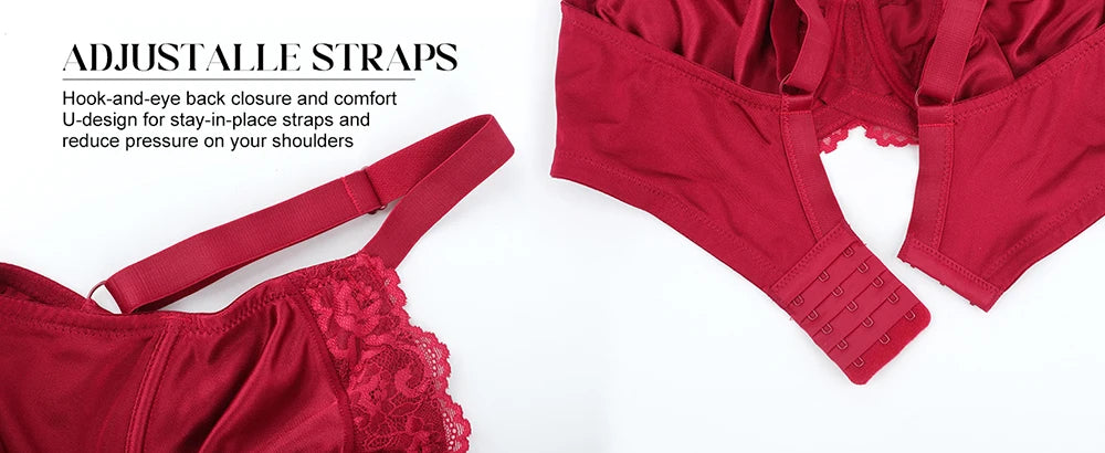 Sheroine Underwire Women Bras Lace Floral Minimizer Full Coverage Non Padded Unlined Everyday Comfort Support T-Shirt Bra