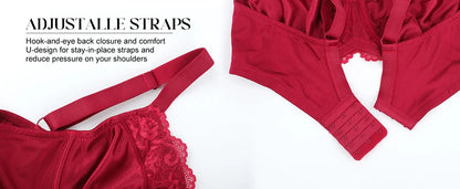 Sheroine Underwire Women Bras Lace Floral Minimizer Full Coverage Non Padded Unlined Everyday Comfort Support T-Shirt Bra