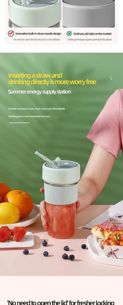Portable Electric Juicer - Mini Wireless Blender for Smoothies and Juice Extraction