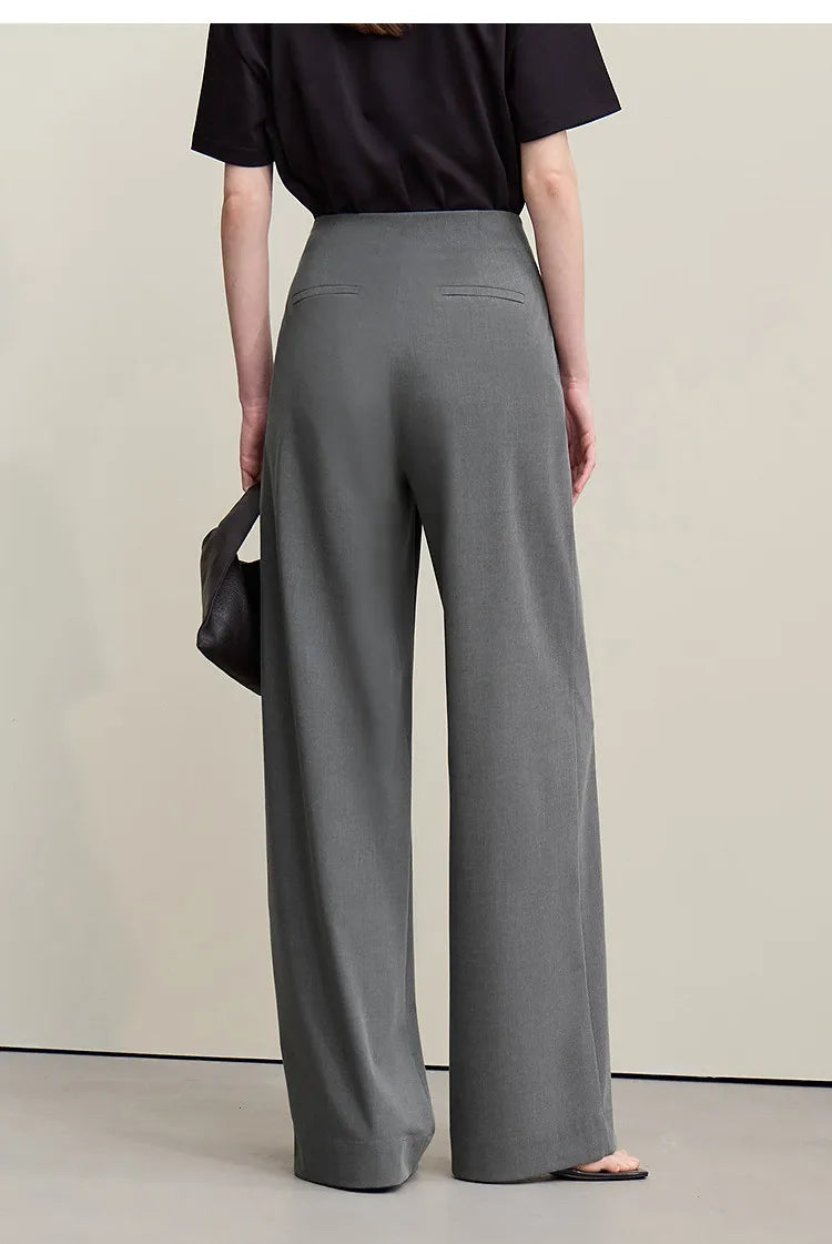 Amii Minimalism Women' S Pants 2026 Spring New Versatile Pleated Loose Wide-leg Pants Solid Color Casual Basic Trousers 12641076