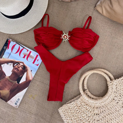 Push Up Swimwear - Sexy Brazilian Bikini Set With High Waist Two Piece Bathing Suit
