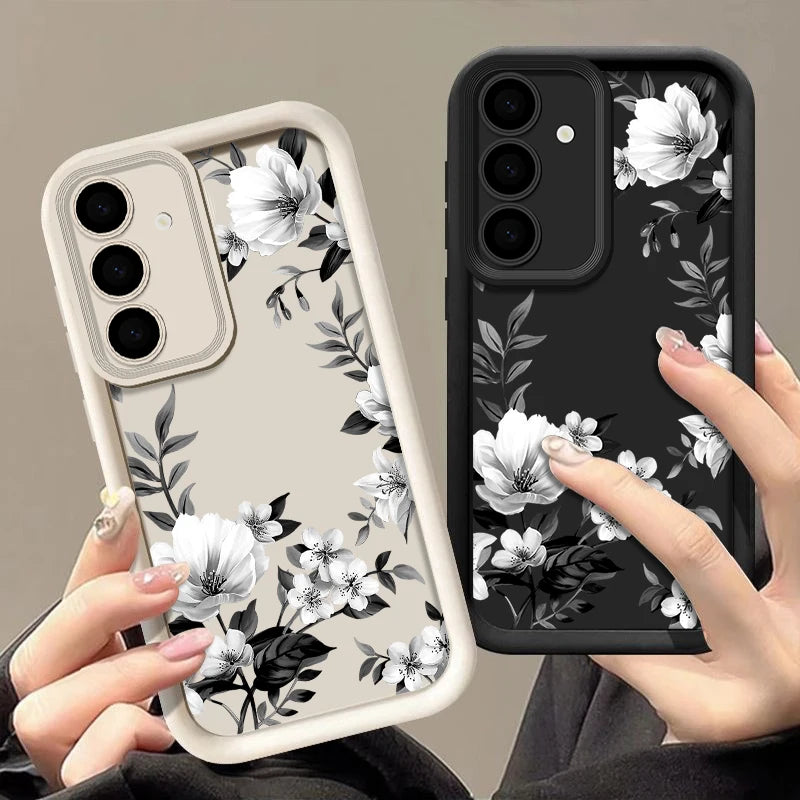 Flowers Print Soft Case For Samsung Galaxy A57 A37 A27 A56 A16 A17 A15 A55 A54 A26 A36 S26 S24 S23 S22 Ultra S25 FE Phone Cover