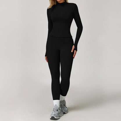 Women Yoga Sports Set - Running Fitness Outfit with Super Elastic, Breathable Gym Tracksuit