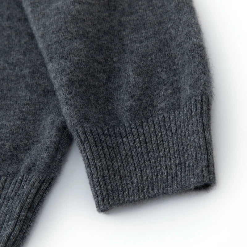 CHICUU Men's 100% Cashmere Sweater Zipper Pullover Mock Neck Long Sleeve Basic Cashmere Knitwear Autumn Winter Clothing Tops