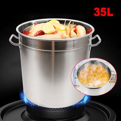 35L Stainless Steel Stock Pot – Large-Capacity Soup Pot with Lid