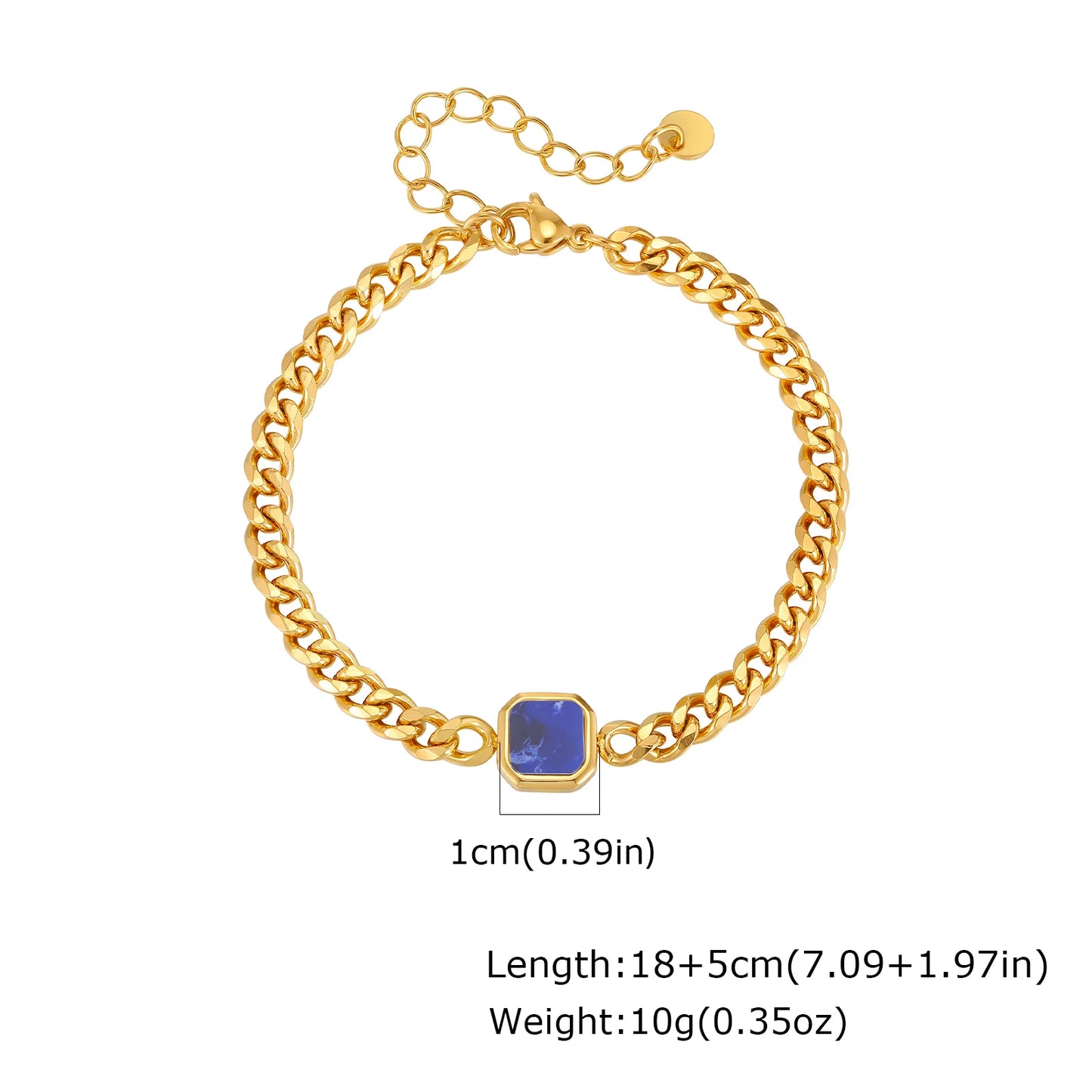 Vnox 5/7mm Width Adjustable Chain Bracelet for Men, Stainless Steel Acrylic Six-Sided Polished Jewelry Gift for Husband Son‌ Him