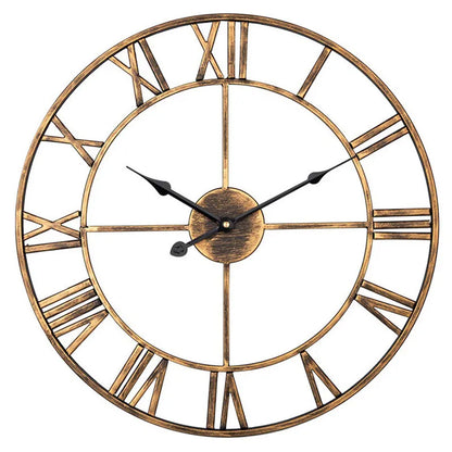 Modern 3D Large Wall Clock - Retro Roman Numerals Silent Metal Decoration