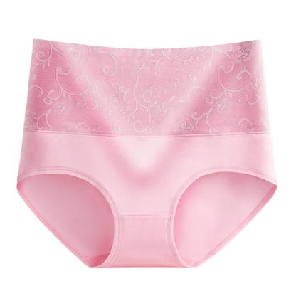 Plus Size Women's Cotton Underwear High Waisted Tummy Control Panties Full Coverage Briefs Jacquard Ladies Panty 3 Pack